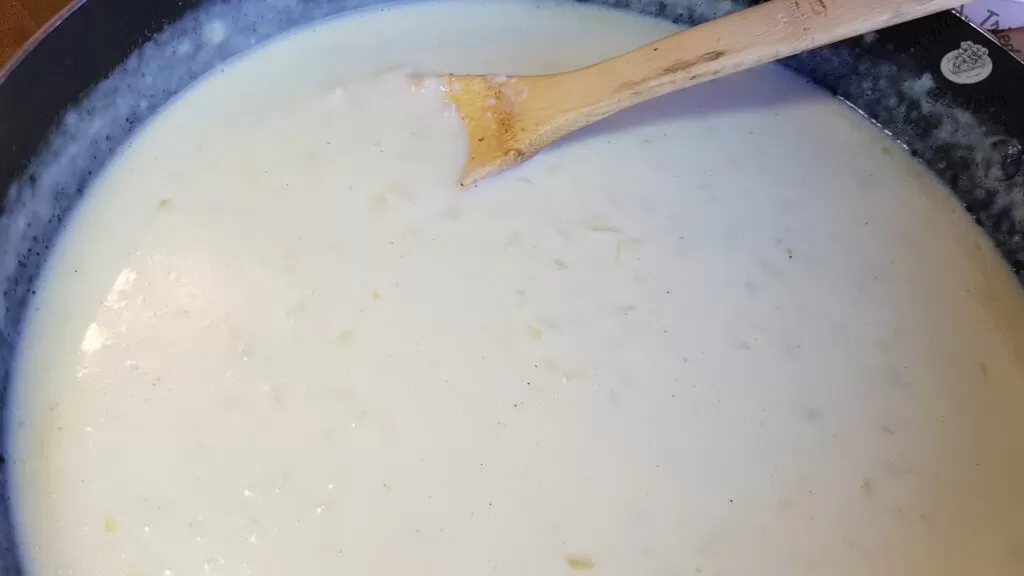 Bechamel sauce with onions and garlic.