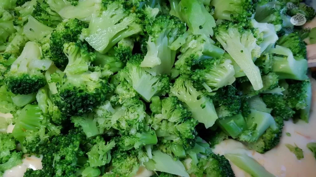 Broccoli added to the mornay sauce.