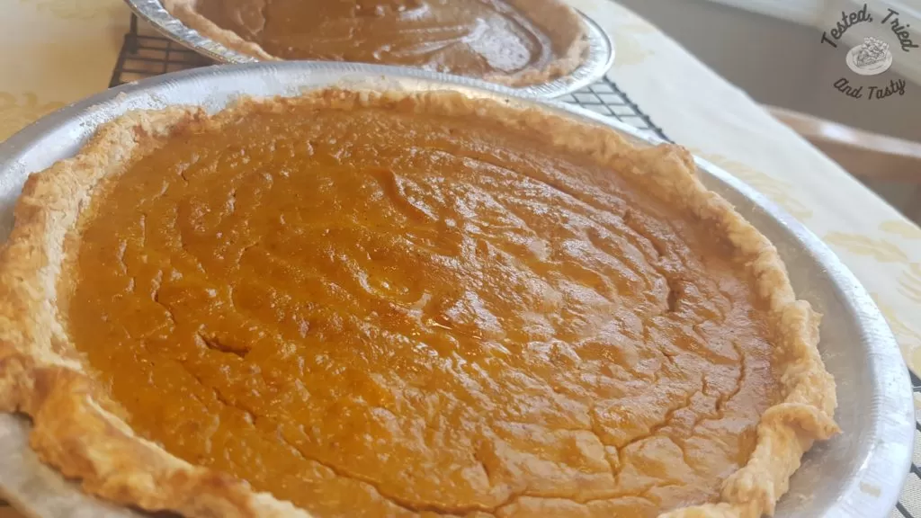 Thanksgiving pie finished cooking.