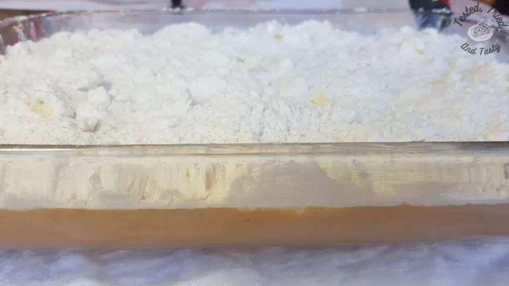 Pumpkin dessert ready to be baked.