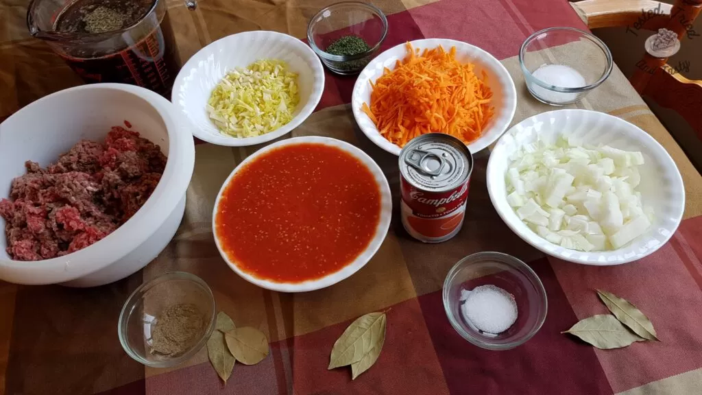 Ingredients for homemade hamburger soup.