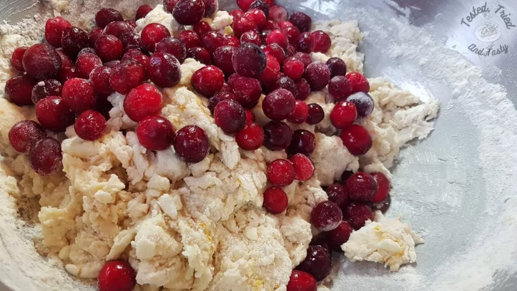 Cranberries added to the dough for scones.