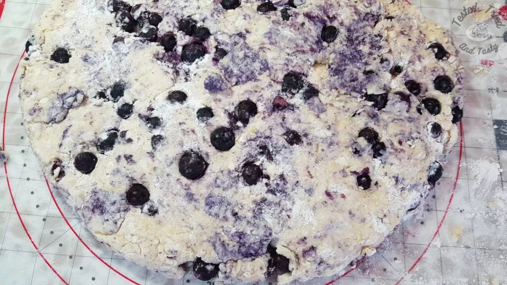 Blueberry lemon ready to be cut.