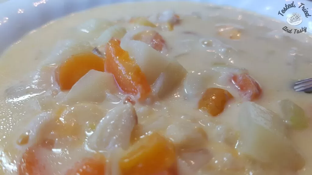 Fish Chowder ready to serve.