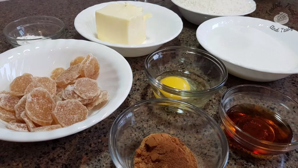 Ingredients for icebox gingersnaps.