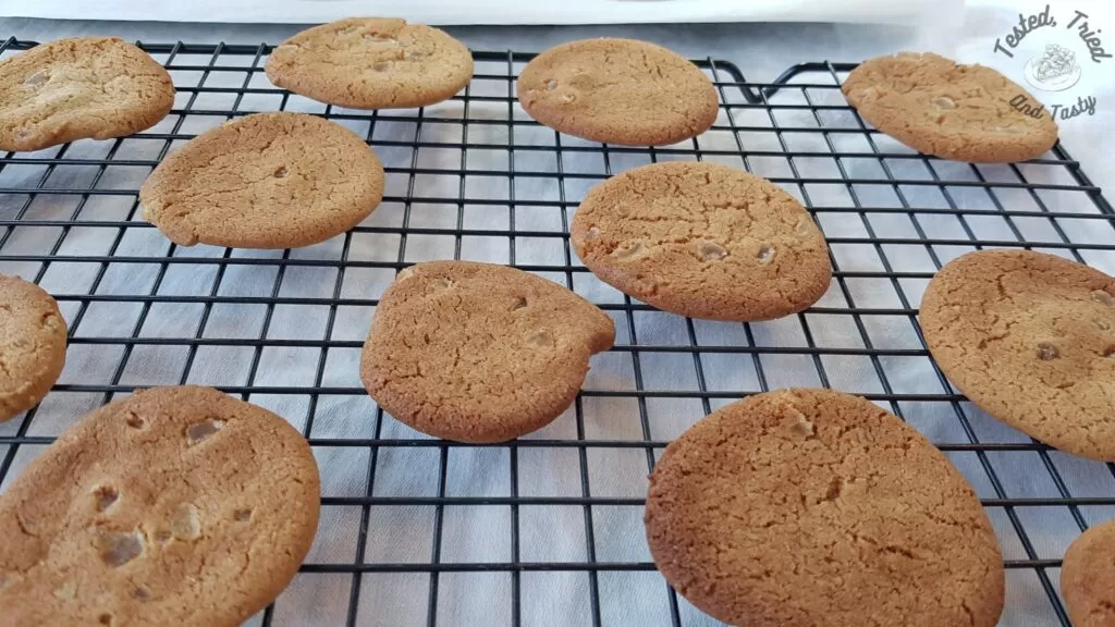 Candied ginger icebox cookies finished baking.