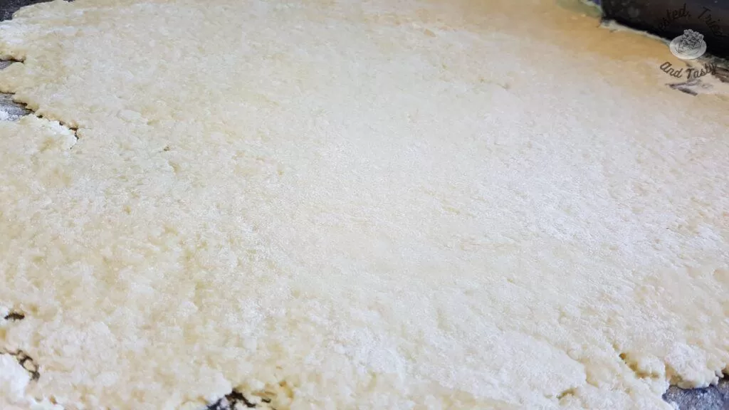 Dough rolled out for cookies.