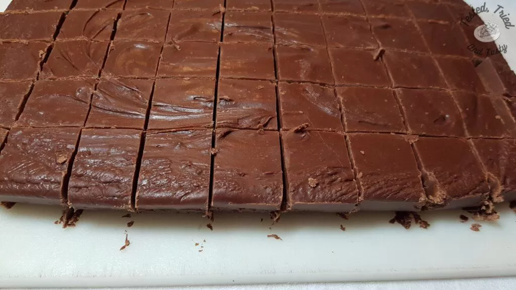 5 minute fudge on cutting board.