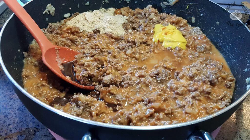 Mustard, brown sugar and Worcestershire sauce added to sloppy joes recipe.