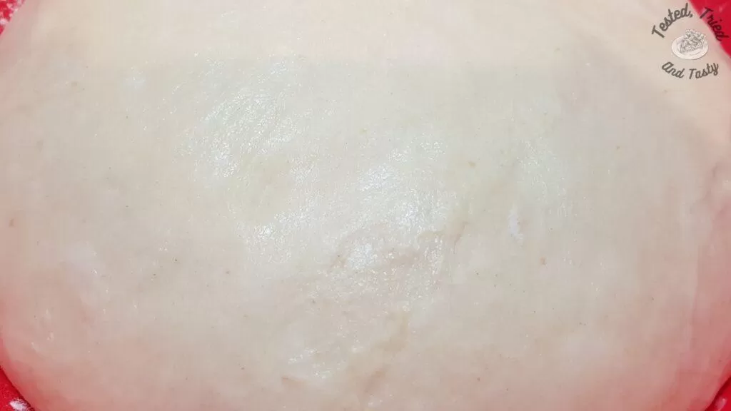 Close up of proofed sourdough bread.