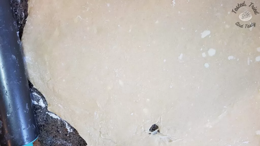 Dough rolled out thinly for Fattigman.