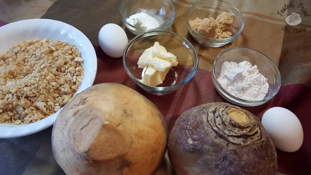 Ingredients for rutabaga puff casserole.