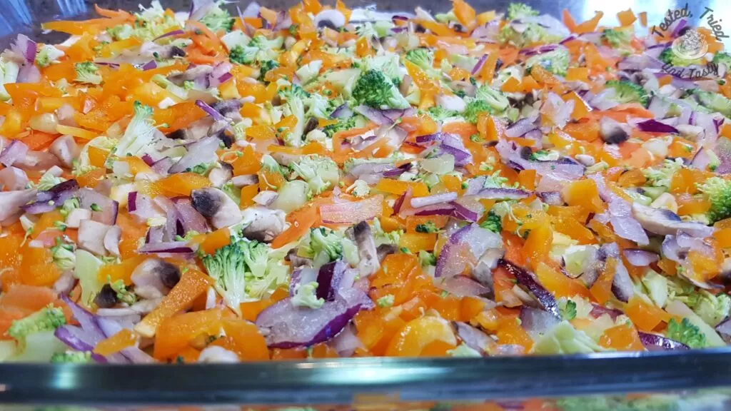 Veggie pizza appetizer finished.